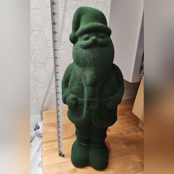 23 Inch Large Green Flocked Foam Santa Christmas Decor - Picture 6 of 10
